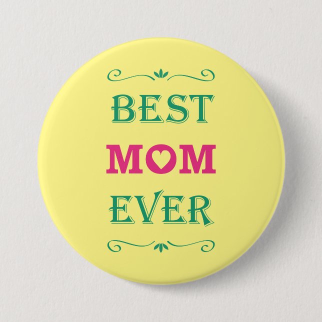 "Beste Mama-überhaupt" hübscher Text-Kunst-Entwurf Button (Vorderseite)