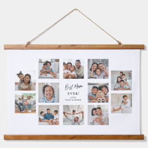 Beste Mama überhaupt Individuelle Fotocollage mit Wandteppich Mit Holzrahmen