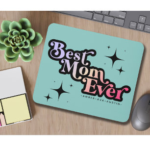 Beste Mama überhaupt Mami Kinder Name Retro Rosa Mousepad