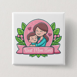 Beste Mama überhaupt, Mutter und Kind, individuell Button
