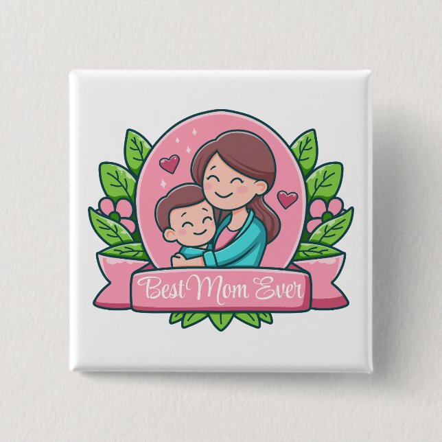 Beste Mama überhaupt, Mutter und Kind, individuell Button (Vorderseite)
