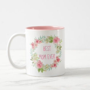 "Beste Mama-überhaupt" Rosa-BlumenTasse Zweifarbige Tasse