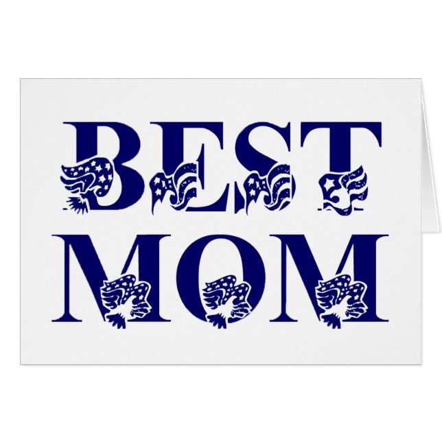 Beste Mama USA Flag Text Grußkarte (Vorderseite (Horizontal))
