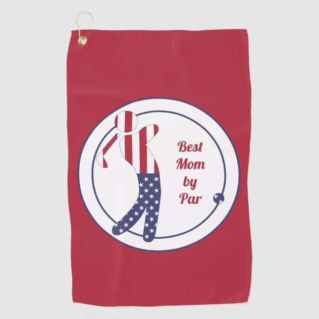 Beste Mama von Par| Fun American Flag Golfer - Golfhandtuch (Vorderseite)