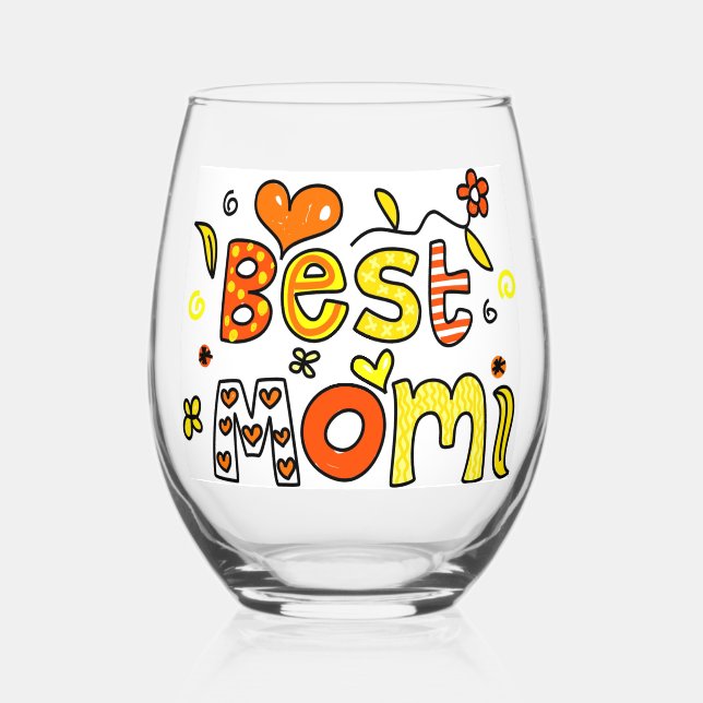 Beste Mama Weinglas Ohne Stiel (Vorderseite)