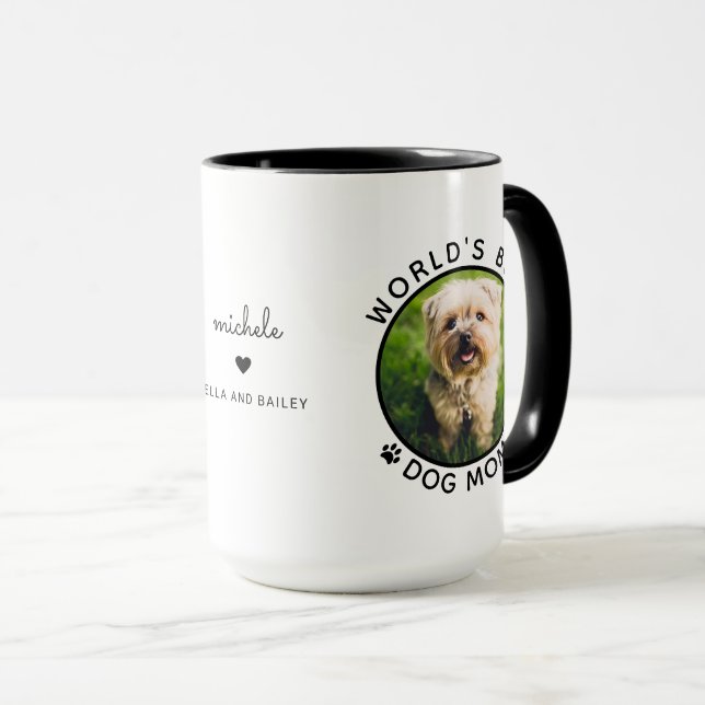 Beste Mama Zwei Fotos Moderne Typografie Tasse (VorderseiteRechts)