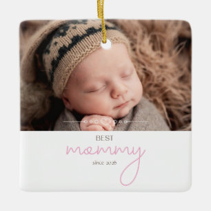 Beste Mami seit Jahr Foto Script Schrift Herz Keramikornament