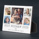 Beste Meemaw je 5-Foto Collage Halten Sie kundensp Fotoplatte<br><div class="desc">Einfaches und sauberes Design lasse Ihre Fotos auf dieser Best Meemaw Ever-Plakette. Ein großes Foto in der Mitte mit zwei kleineren Fotos auf beiden Seiten lasse Ihnen, Ihre eigenen Fotos leicht einzufügen. Best Meemaw Ever ist in einem großen modernen Schriftart geschrieben. Zwei Zeilen unten lasse Ihnen, Ihre Anpassung abzuschließen. Der...</div>