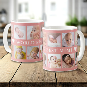 Beste Mimi der modernen Welt Rosa 12 Foto-Collage Kaffeetasse