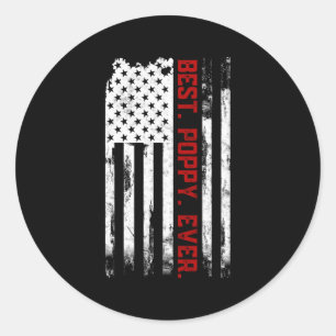 Beste Mohnblume je amerikanischer Flaggenvater -€™ Runder Aufkleber