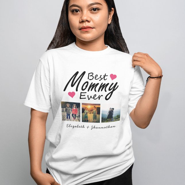 Beste Mommy je 3 Foto Collage Kinder Name Mutter T-Shirt (Von Creator hochgeladen)