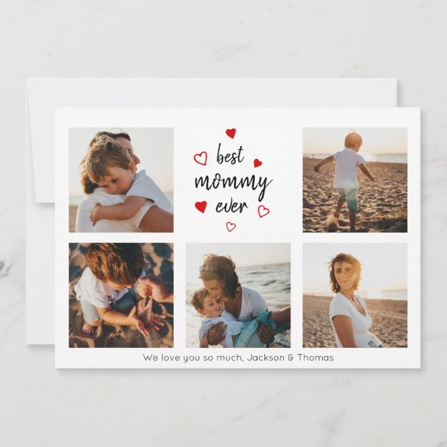 Beste Mommy je handgeschriebene Typografie 5 Fotos Karte (Vorderseite)