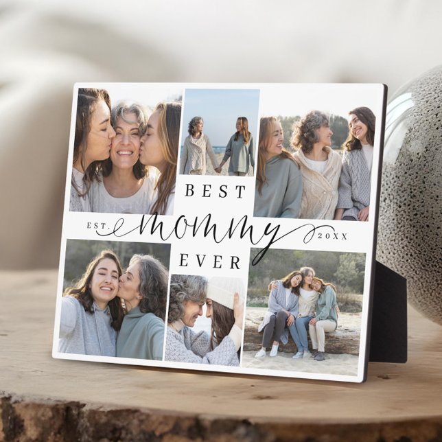 Beste Mommy-Version 6 Foto Collage Keepake Fotoplatte (Best Mommy Ever Script 6 Photo Collage Keepsake Plaque)