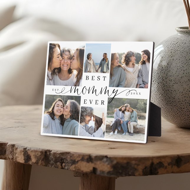 Beste Mommy-Version 6 Foto Collage Keepake Fotoplatte (Best Mommy Ever Script 6 Photo Collage Keepsake Plaque)