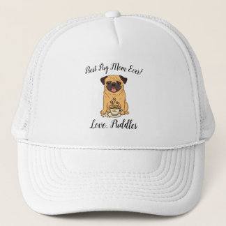 Beste Mops Mama je! Liebe, Name des Hundes Basebal Truckerkappe