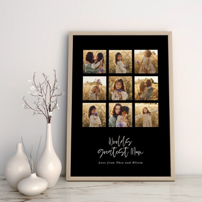 Beste Mum Black Multi Foto elegant stilvoll Poster (Von Creator hochgeladen)