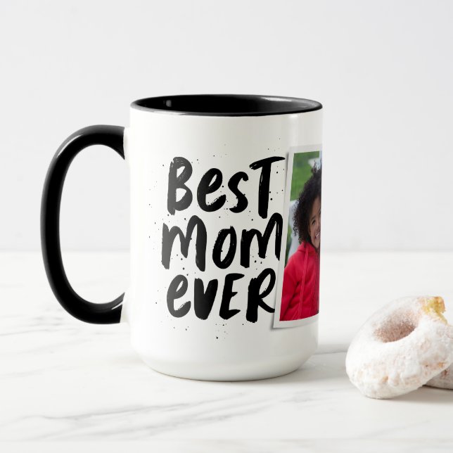 Beste Mutter aller modernen Fotos Schwarz-weiß Tasse (Mit Donut)