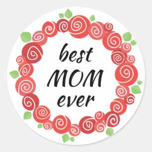 Beste Mutter aller rote Rosen im Frühjahr Runder Aufkleber