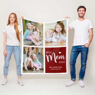 Beste Mutter Aller Zeiten Foto-Collage Tiefrot Fleecedecke