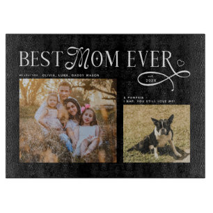 Beste Mutter Aller Zeiten Hund Familie Fotos Herz Schneidebrett