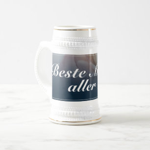 Beste Mutter aller Zeiten mit großer rosa Rose Bierglas