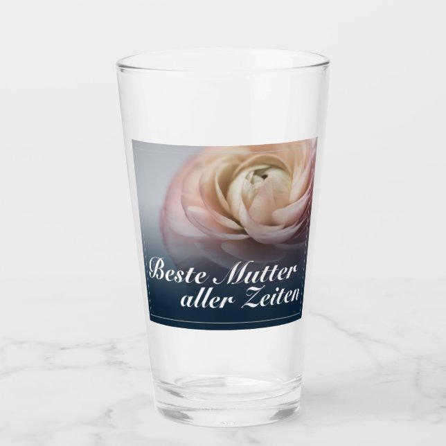 Beste Mutter aller Zeiten mit rosa Rose Glas (Vorderseite)