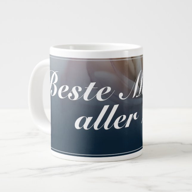 Beste Mutter aller Zeiten mit rosa Rose Jumbo-Tasse (Vorderseite Links)