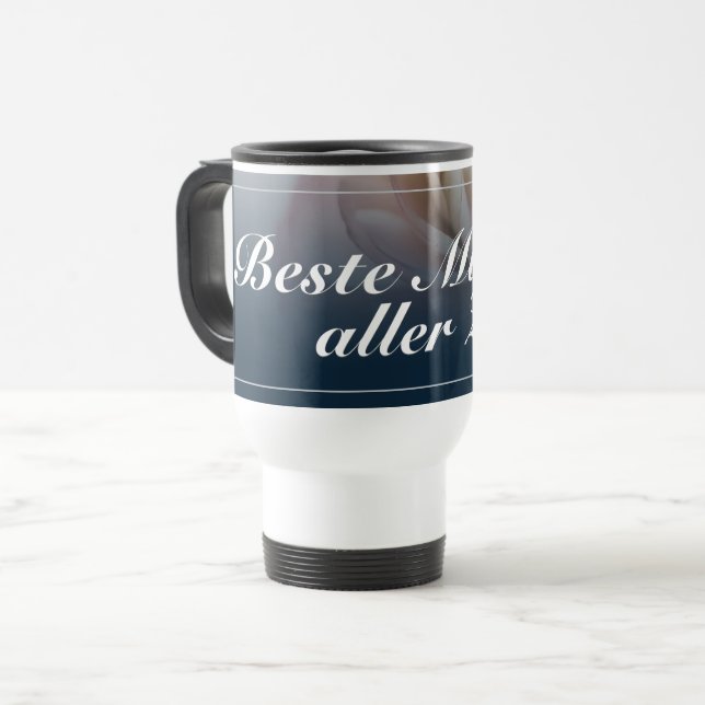 Beste Mutter aller Zeiten mit rosa Rose Reisebecher (Vorderseite Links)