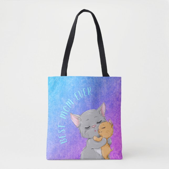 Beste Mutter aller Zeiten, niedliche Katzen, helle Tasche (Vorderseite)