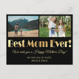 "Beste Mutter aller Zeiten" schwarze 2 Fotos Colla Postkarte