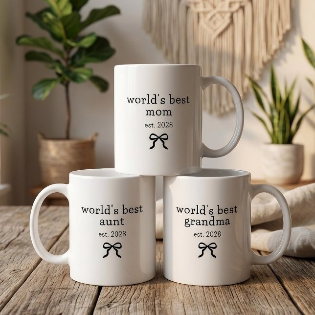 Beste Mutter der Welt | Benutzerdefinierte moderne Kaffeetasse (Best Mom Personalized Mug | New Baby | Baby Shower Gift | Personalized World's Best Grandma Aunt Mug)