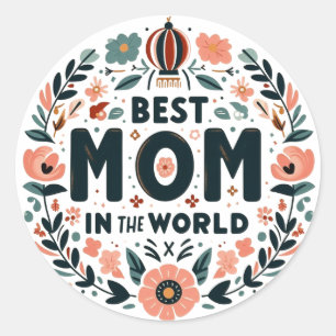 Beste Mutter der Welt - Blumenkranz Runder Aufkleber
