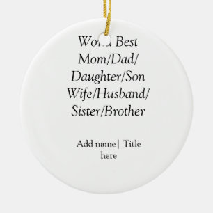 Beste Mutter der Welt Ehemann Ehefrau Vater Tochte Keramik Ornament