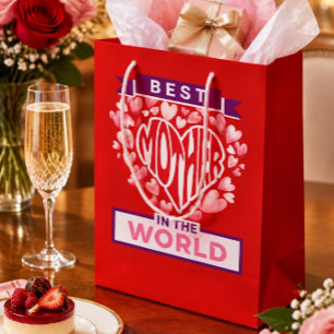 Beste Mutter der Welt Fett Herz Mittlere Geschenktüte