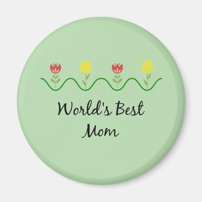 "Beste Mutter der Welt" Grafik-Blumendesign Magnet (Vorne)