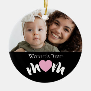 Beste Mutter der Welt Herz Foto Schriftzug individ Keramik Ornament