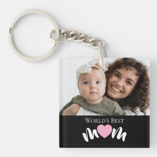 Beste Mutter der Welt Herz Foto Schriftzug individ Schlüsselanhänger