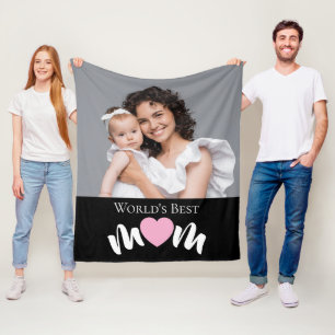 Beste Mutter der Welt Süßes Herz Schwarz Modernes  Fleecedecke