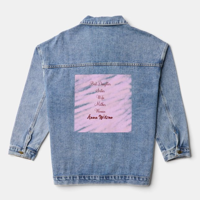 Beste Mutter Ehefrau Tochter hinzufügen Namen Text Jeansjacke (Rückseite)
