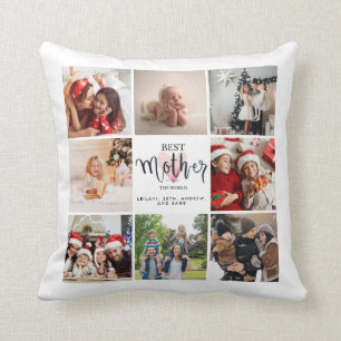 Beste Mutter Foto Collage rosa Herz Kissen