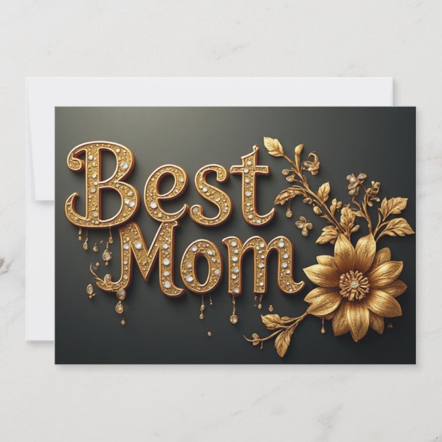 Beste Mutter Goldschrift Feiertagskarte (Vorderseite)