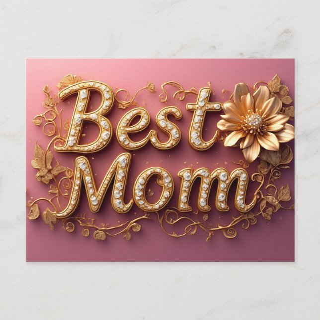 Beste Mutter Goldschrift Postkarte (Vorderseite)