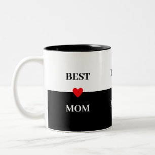 Beste Mutter Herz auf Schwarz & Weiß Zweifarbige Tasse