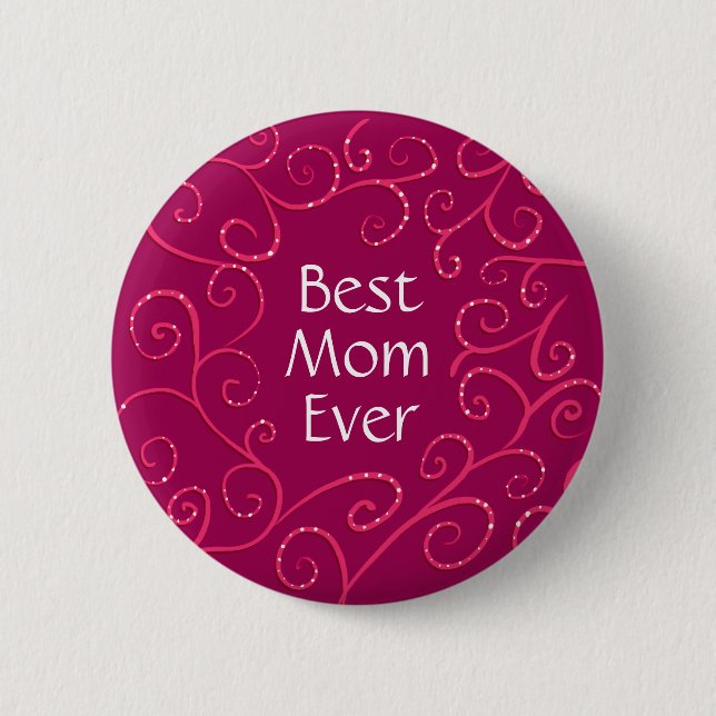 Beste Mutter je elegante pinkfarbene Wirbel Button (Vorderseite)