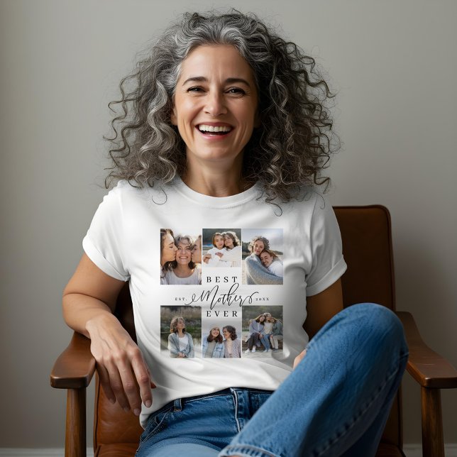 Beste Mutter je Elegante Script Foto Collage Tri-Blend Shirt (Best Mother Ever Elegant Script Photo Collage Tri-Blend Shirt)