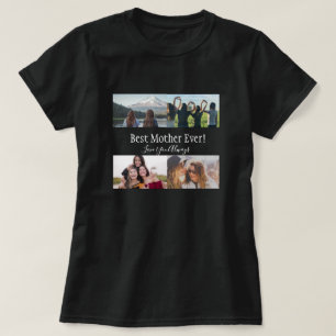 Beste Mutter je Foto Collage White Script schwarz T-Shirt