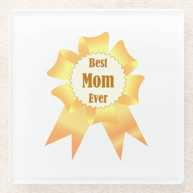 Beste Mutter je Golden Sieger Band Glasuntersetzer (Vorderseite)
