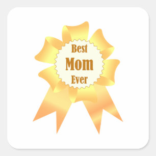 Beste Mutter je Golden Sieger Band Quadratischer Aufkleber