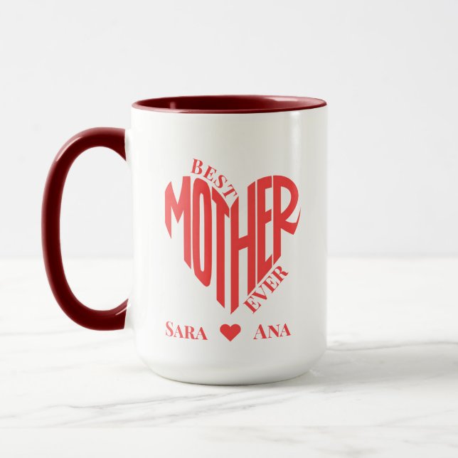 Beste Mutter je Herz Foto - Personalisiertes Gesch Tasse (Links)