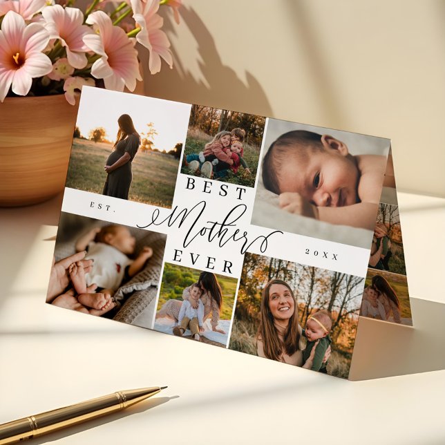 Beste Mutter je | Muttertag 6 FotoCollage Karte (Best Mother Ever | Mother's Day 6 Photo Collage Card)